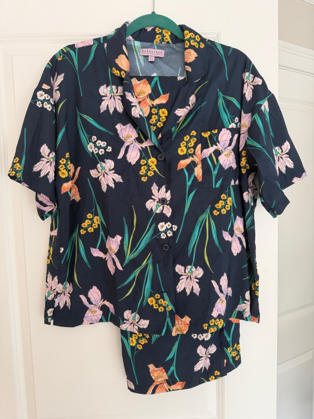 P.J. Salvage Navy Floral Sleep Set with Yellow Blooms